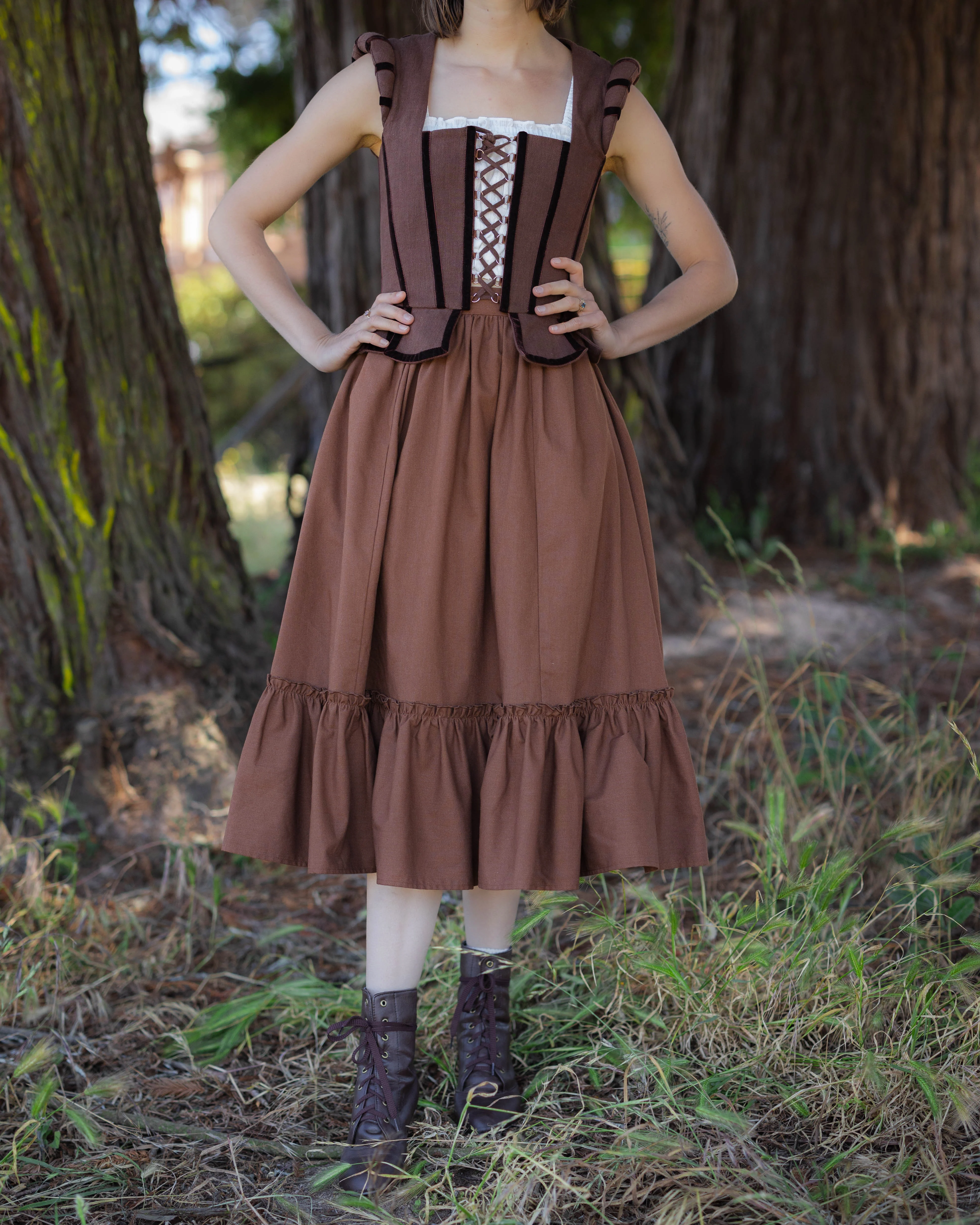 Brown Linen Ruffle Skirt - Image 8