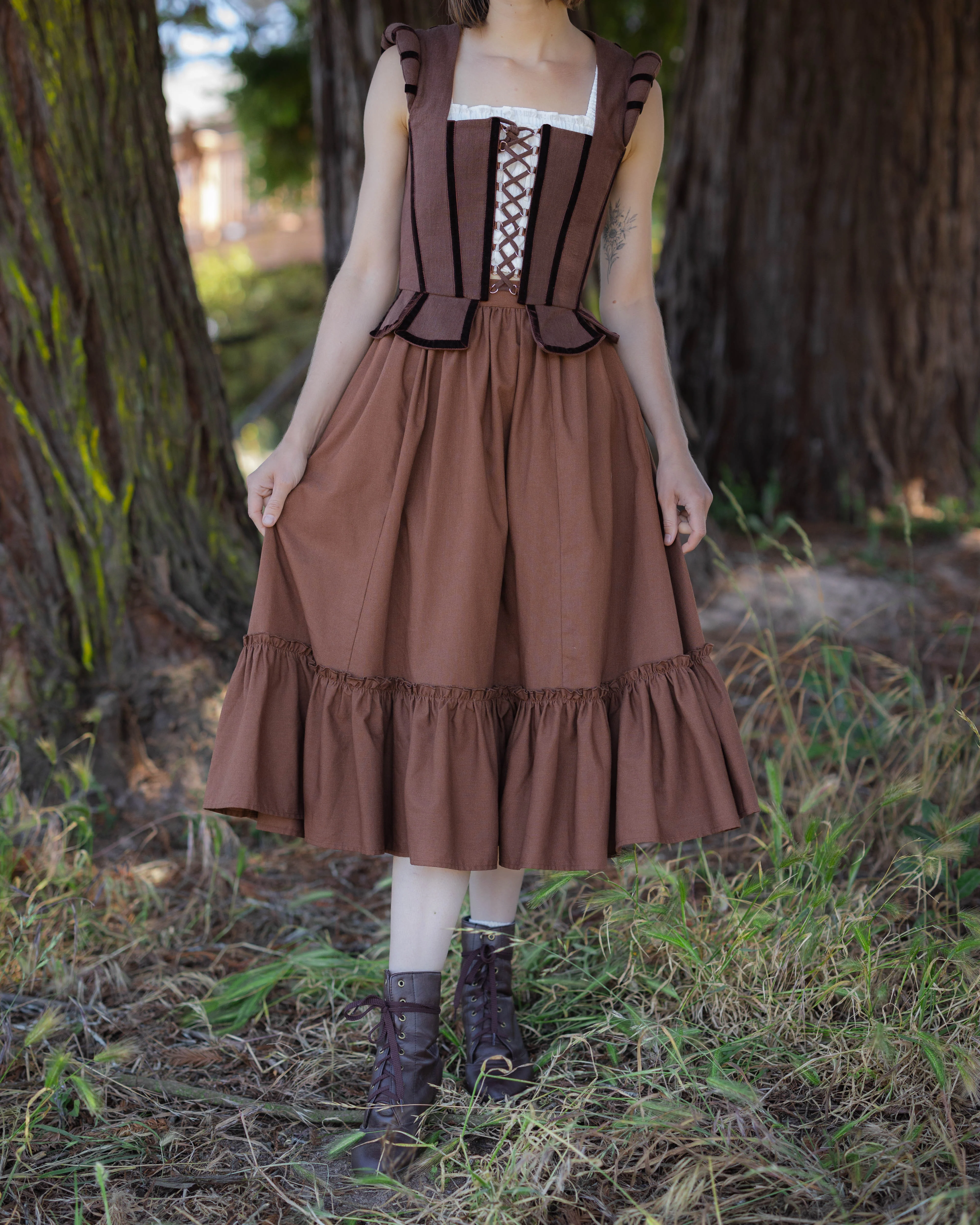 Brown Linen Ruffle Skirt - Image 9