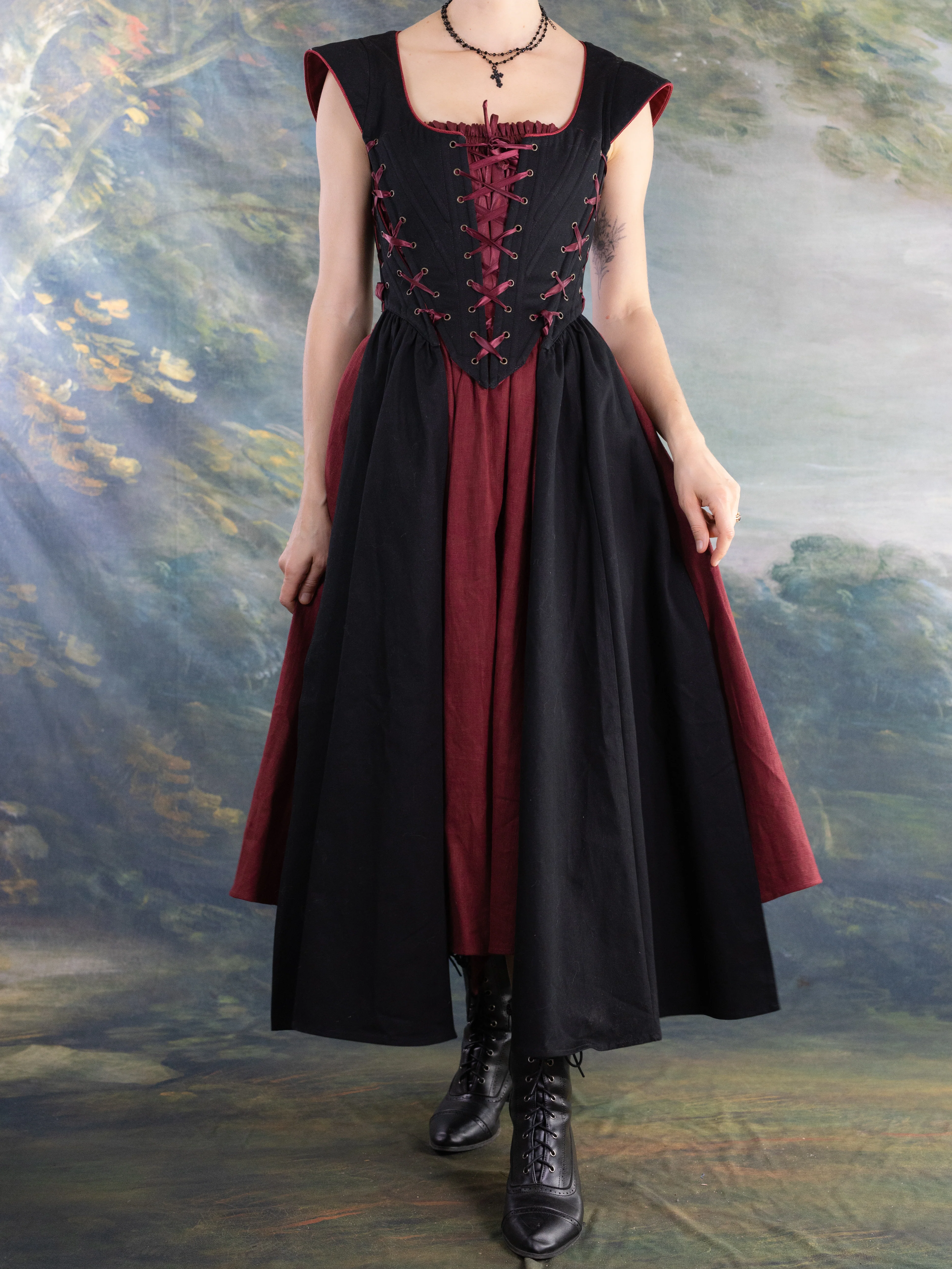 Burgundy Ramie Midi Skirt - Image 8