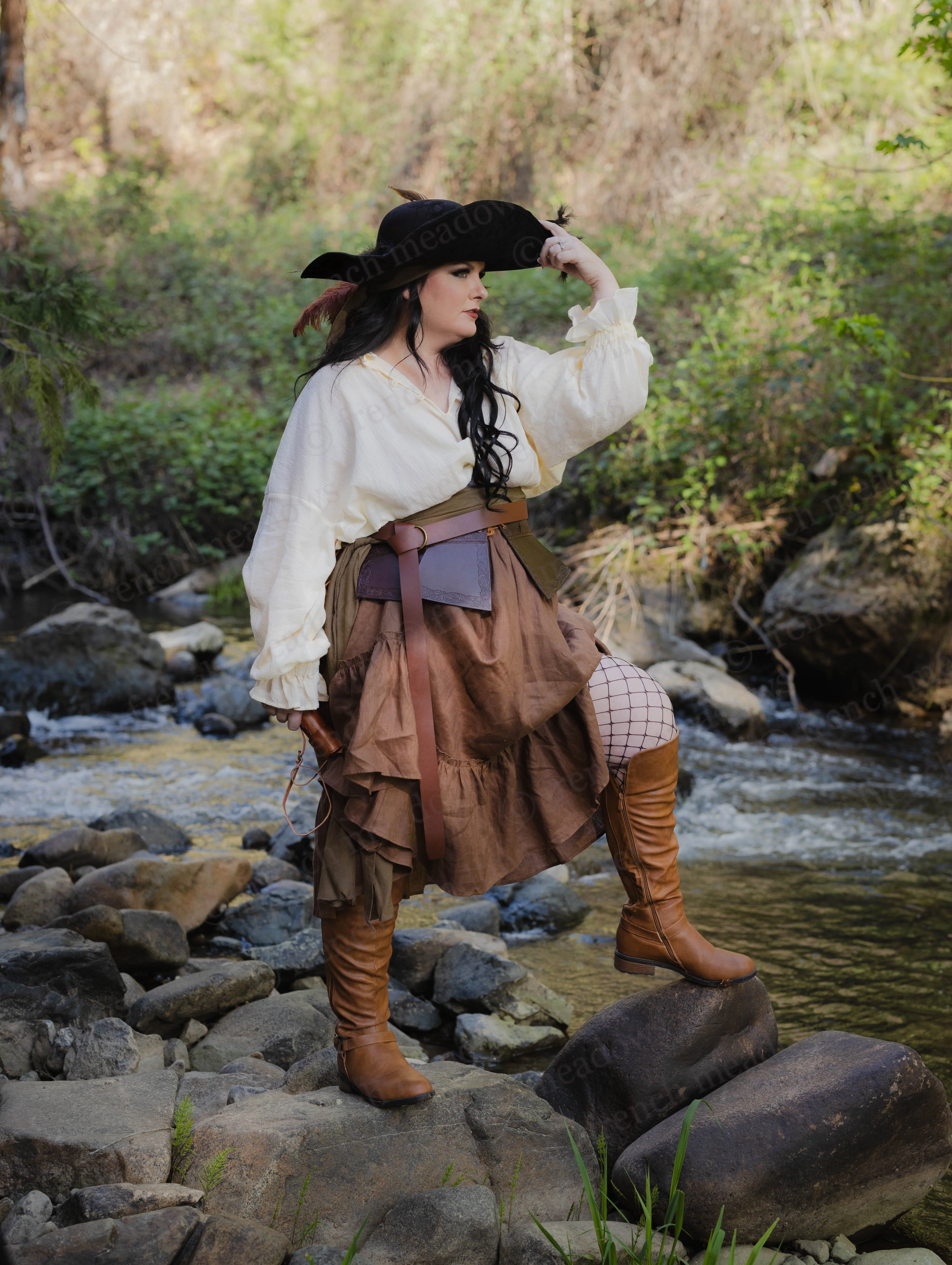 Brown Linen Ruffle Skirt - Image 6