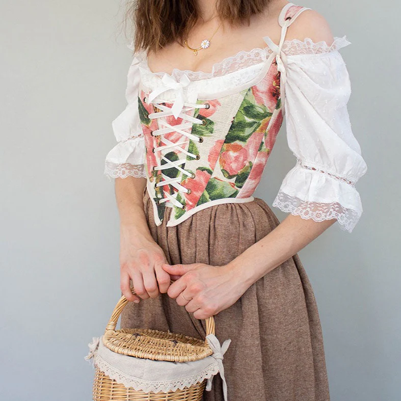 Handmade Pink Peony Renaissance Bodice - Image 7