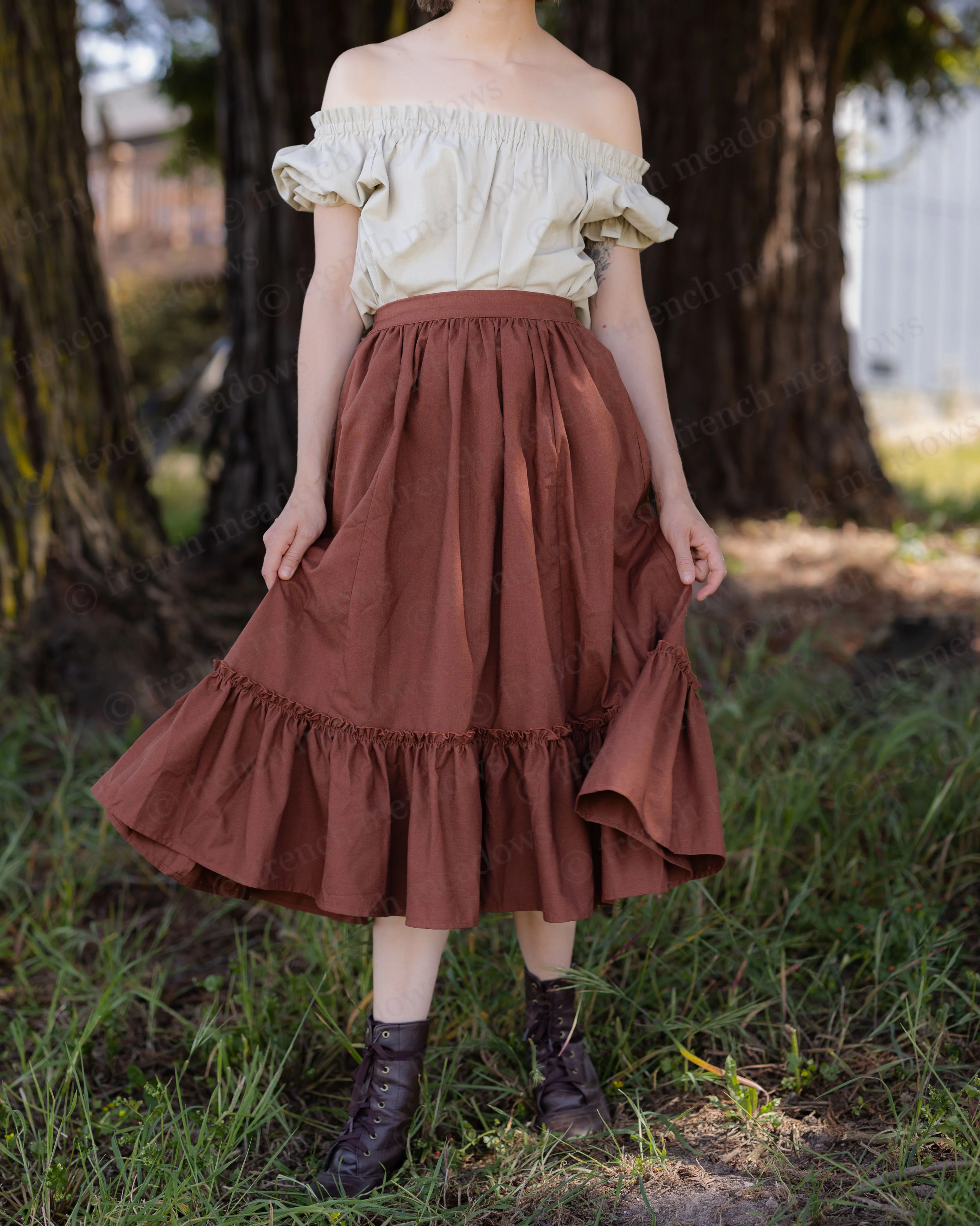 Rust Linen Midi Skirt - Image 7